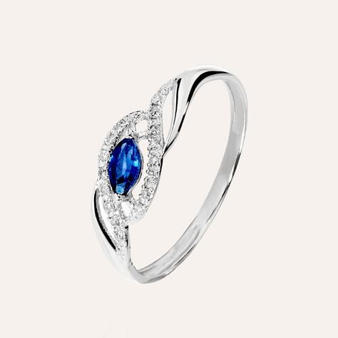 Anello Fascia Charlotte Oro Bianco Zaffiro Diamante - Anelli con Pietre Donna | Stroili