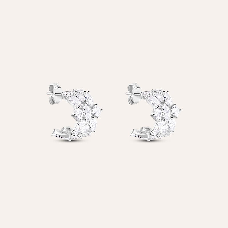 Orecchini A Cerchio Silver Elegance Argento Rodiato Cubic Zirconia - Orecchini a Cerchio Donna | Stroili