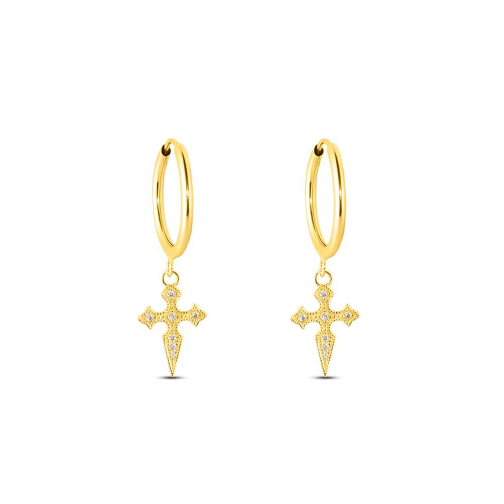 Orecchini A Cerchio Toujours Oro Giallo Cubic Zirconia