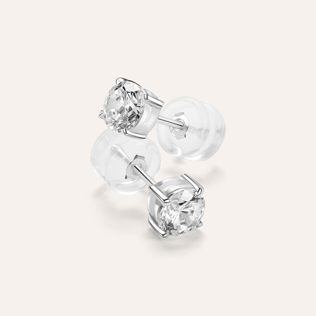 Orecchini Lobo Punto Luce Claire Oro Bianco Cubic Zirconia - Orecchini a Lobo Donna | Stroili