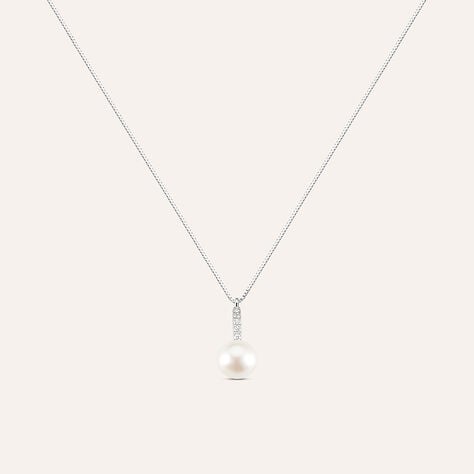 Collana Gabrielle Oro Bianco Perla D'Acqua Dolce Cubic Zirconia - Collane Donna | Stroili