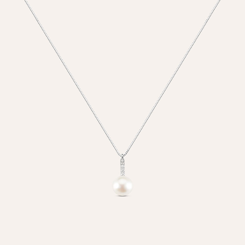 Collana Gabrielle Oro Bianco Perla D'Acqua Dolce Cubic Zirconia - Collane Donna | Stroili