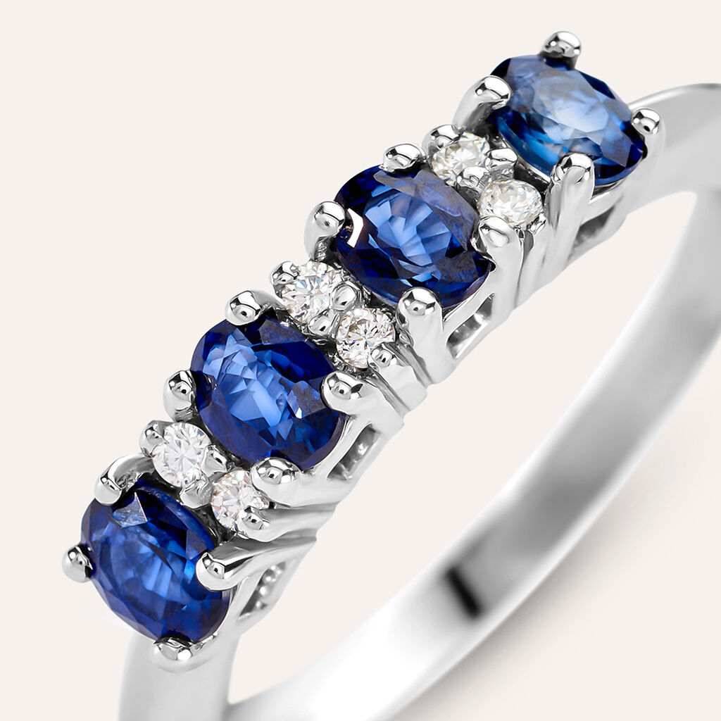 Anello Riviere Charlotte Oro Bianco Zaffiro Diamante