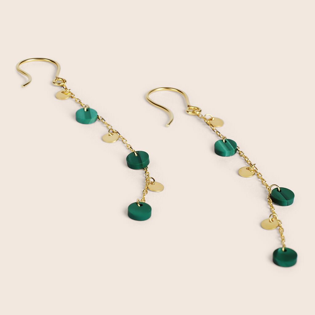 Orecchini Pendenti Beverly Oro Giallo Malachite