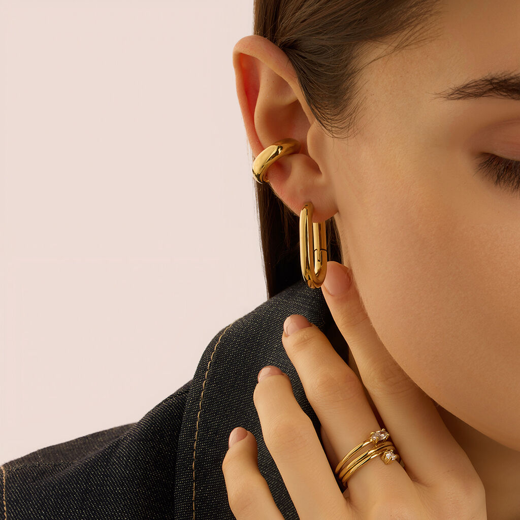 Anello Fascia Radiance Acciaio Dorato Cristallo