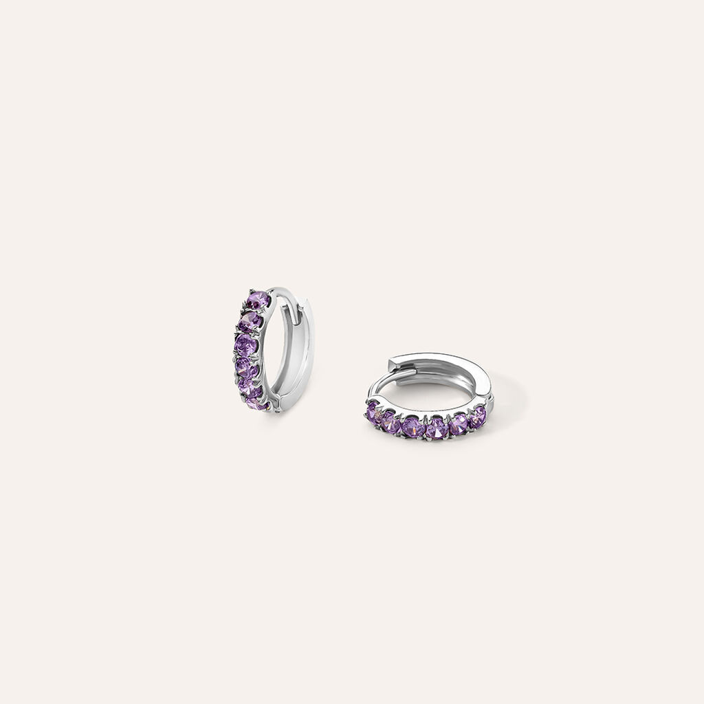 Orecchini A Cerchio Toujours Oro Bianco Cubic Zirconia