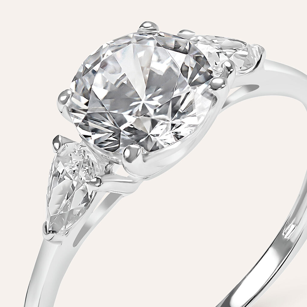 Anello Trilogy Claire Oro Bianco Cubic Zirconia - Anelli con Pietre Donna | Stroili