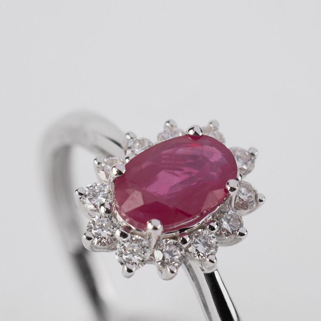 Anello Solitario Charlotte Oro Bianco Rubino Diamante - Anelli con Pietre Donna | Stroili