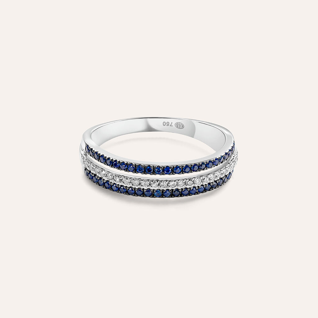 Anello Fascia Elizabeth Crown Oro Bianco Zaffiro Diamante - Anelli con Pietre Donna | Stroili