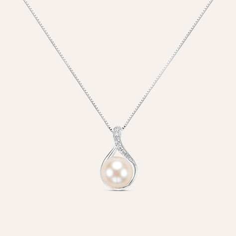 Collana Gabrielle Oro Bianco Perla D'Acqua Dolce Cubic Zirconia - Collane Donna | Stroili