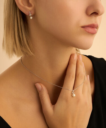 Collana Silver Pearls Argento Rodiato Perla sintetica Cubic Zirconia