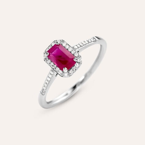 Anello Solitario Charlotte Oro Bianco Rubino Diamante - Anelli con Pietre Donna | Stroili
