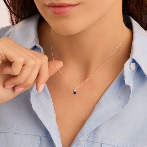 Collana Punto Luce Elizabeth Crown Oro Bianco Zaffiro Diamante - Collane Punto Luce Donna | Stroili