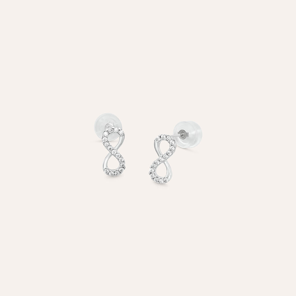 Orecchini Lobo Claire Oro Bianco Cubic Zirconia - Orecchini a Lobo Donna | Stroili