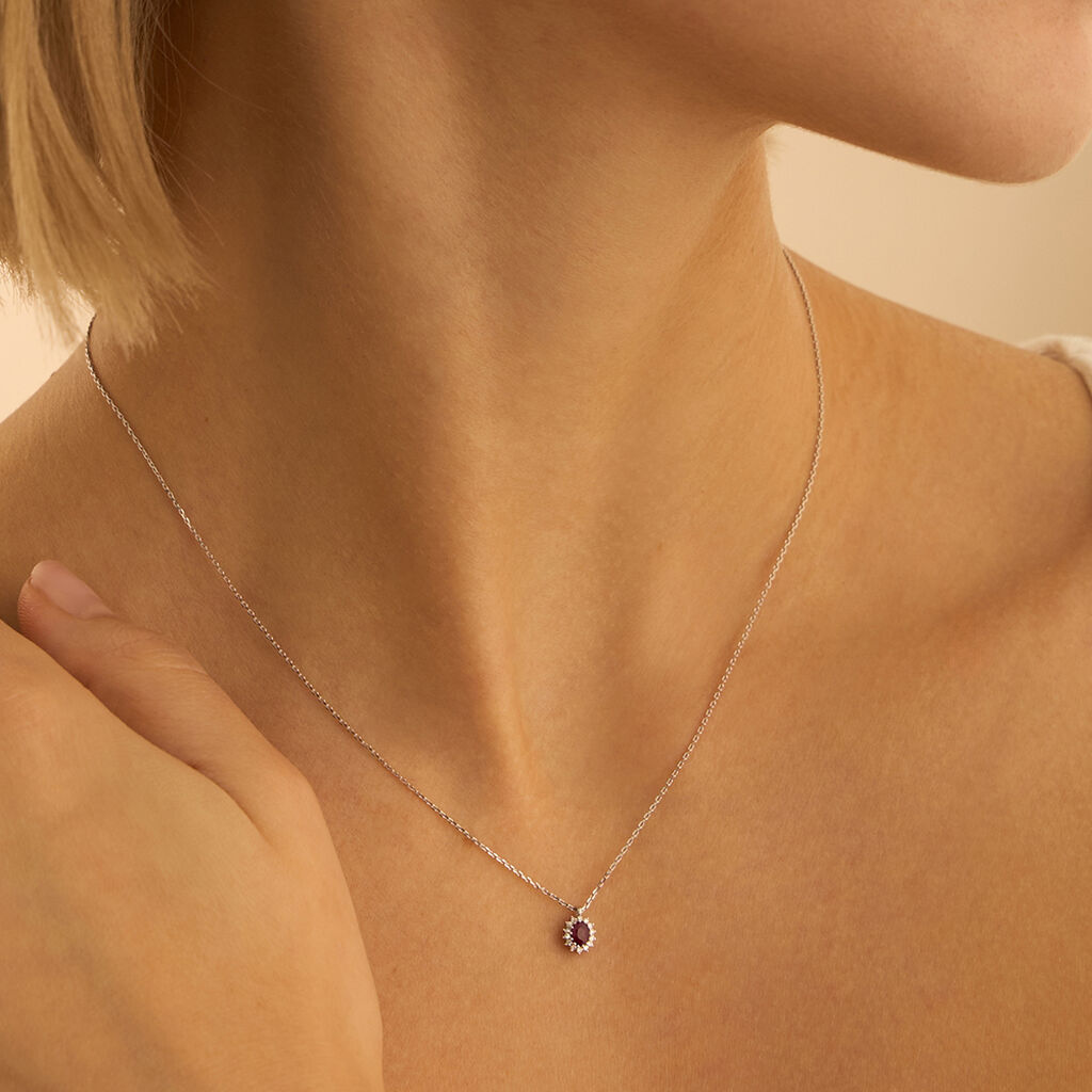 Collana Charlotte Oro Bianco Rubino Diamante - Collane Donna | Stroili