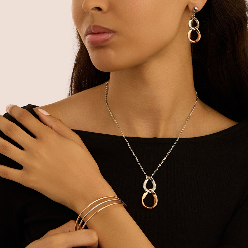 Collana Sunrise Acciaio Bicolore Bianco / Rosa