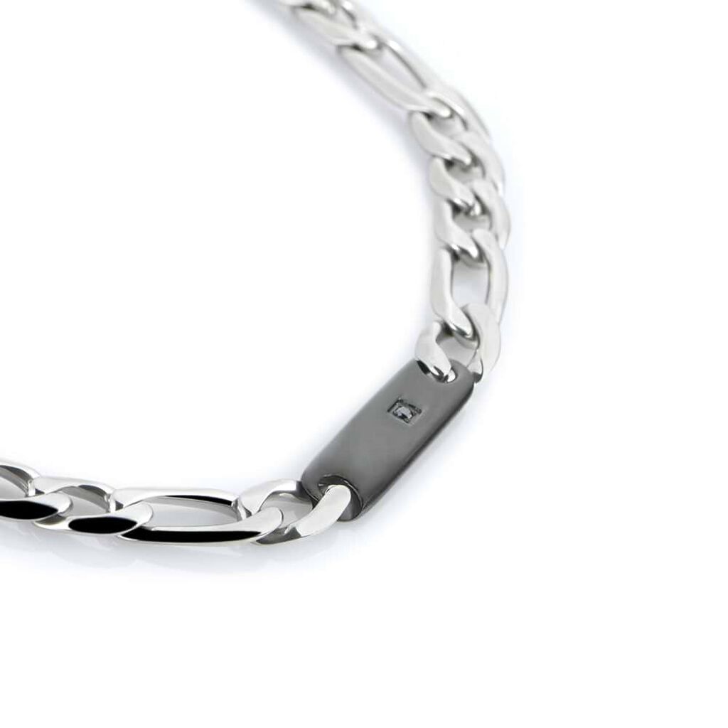Collana Man Code Acciaio Bicolore Bianco / Nero Cubic Zirconia - Collane Uomo | Stroili