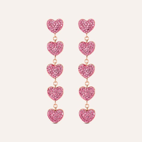 Orecchini Pendenti Aura Acciaio Rosa Cristallo - Orecchini Pendenti Donna | Stroili