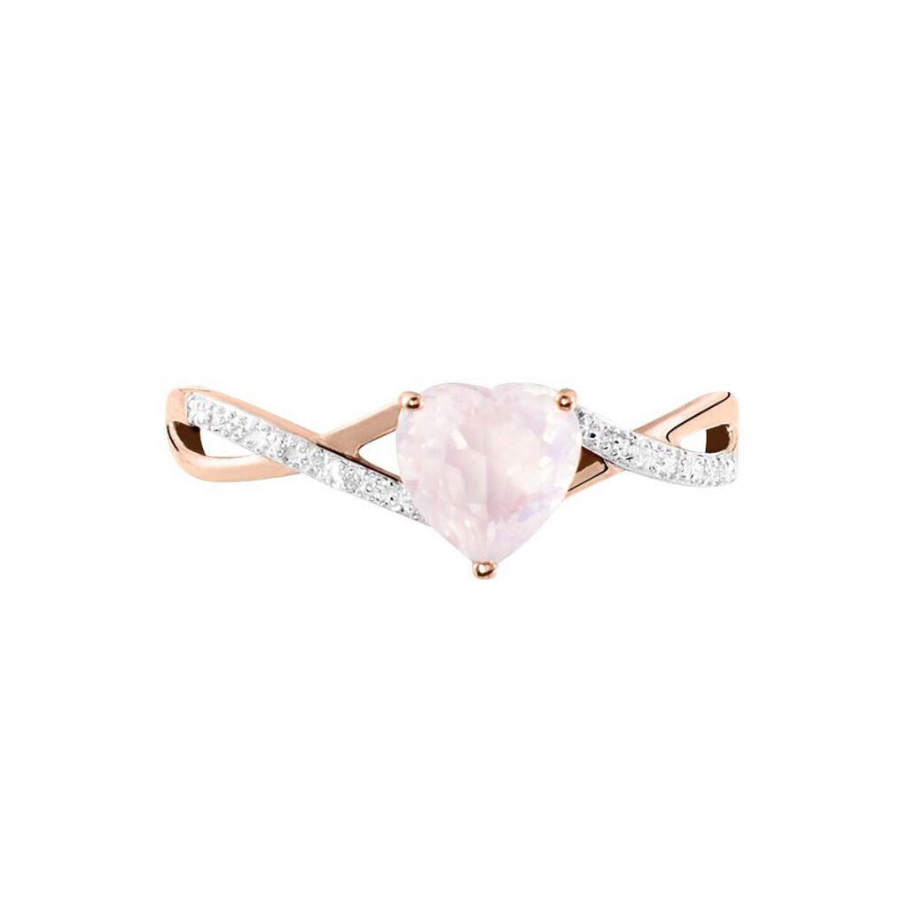 Anello Am&eacute;lie Oro Rosa Quarzo Cubic Zirconia