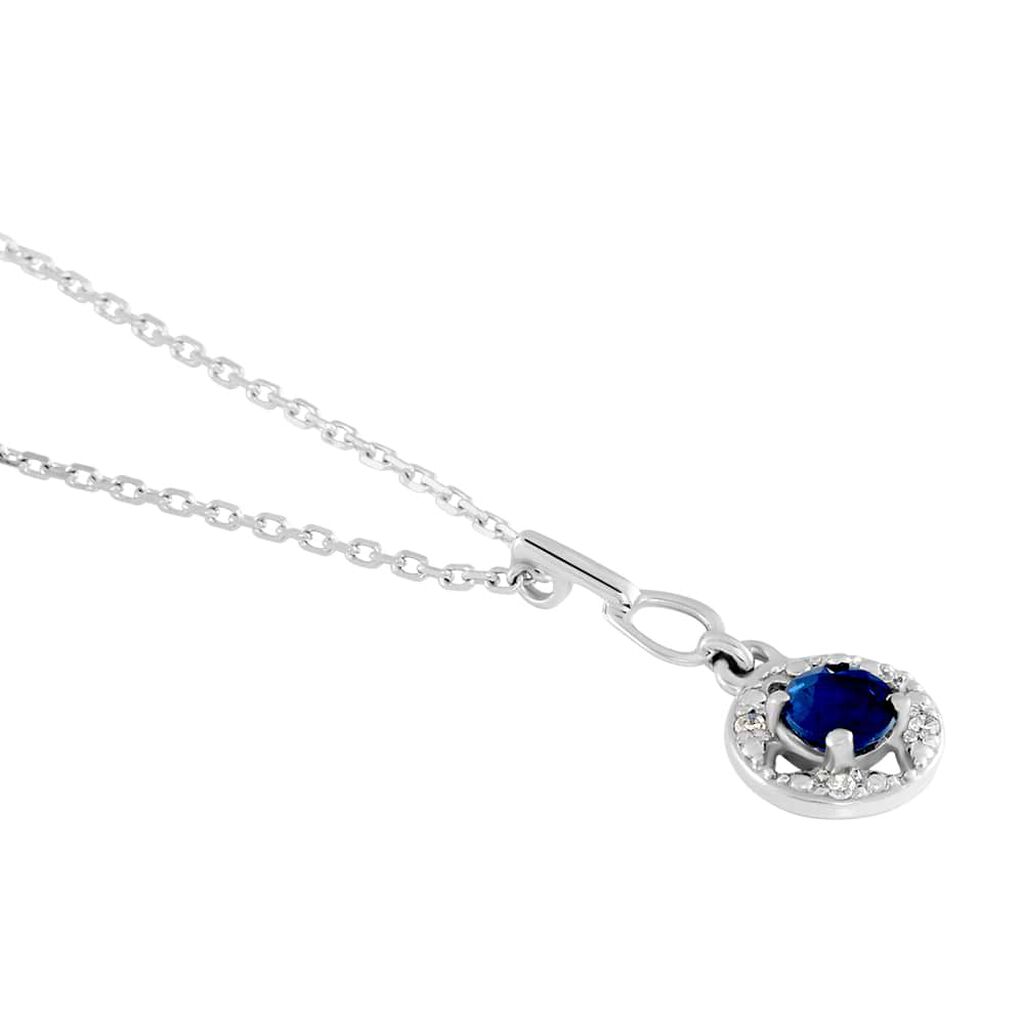 Collana Punto Luce Elizabeth Crown Oro Bianco Zaffiro Diamante - Collane Punto Luce Donna | Stroili