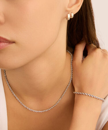 Orecchini A Cerchio Toujours Oro Bianco Cubic Zirconia
