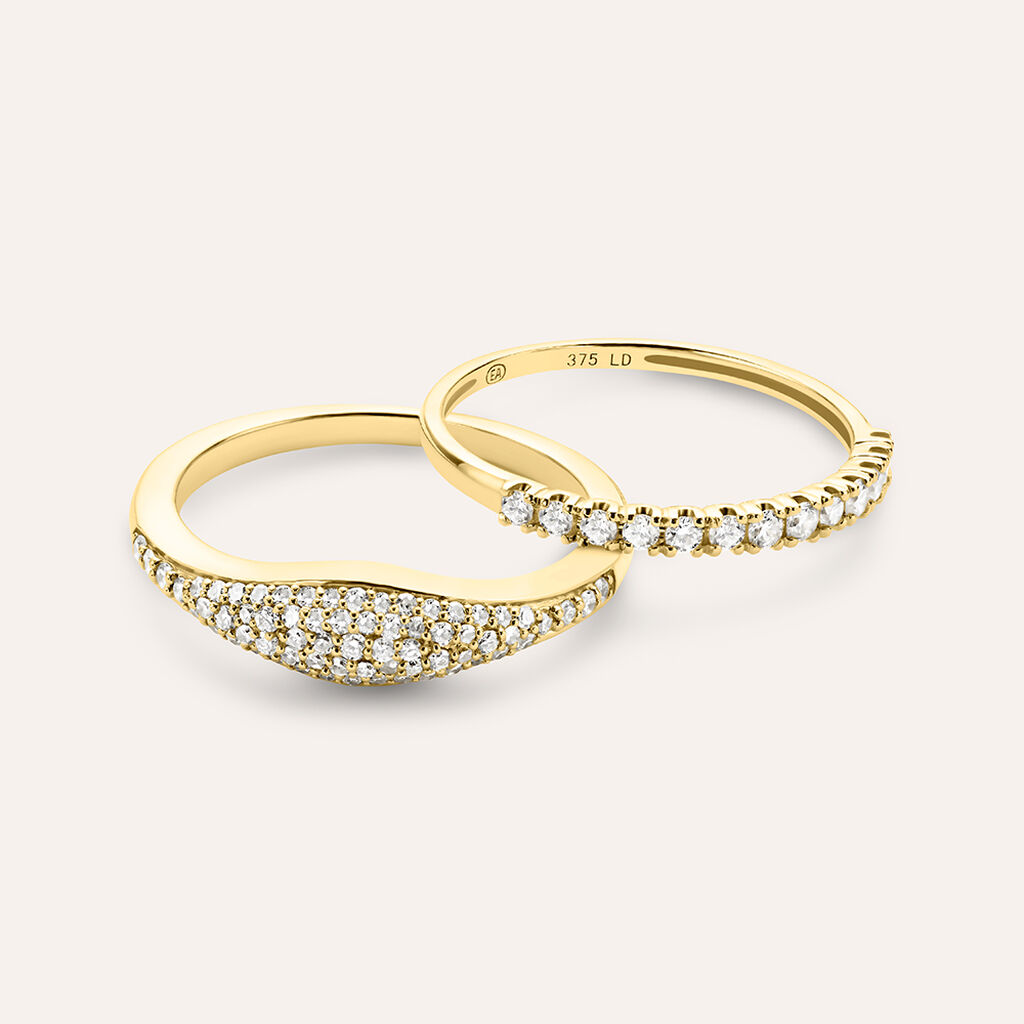 Anello Semi-eternity Diamade Glam Oro Giallo Diamante Lab-Grown - Anelli con Pietre Donna | Stroili