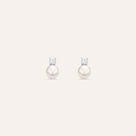 Orecchini Lobo Silver Pearls Argento Rodiato Perla sintentica Cubic Zirconia - Orecchini a Lobo Donna | Stroili
