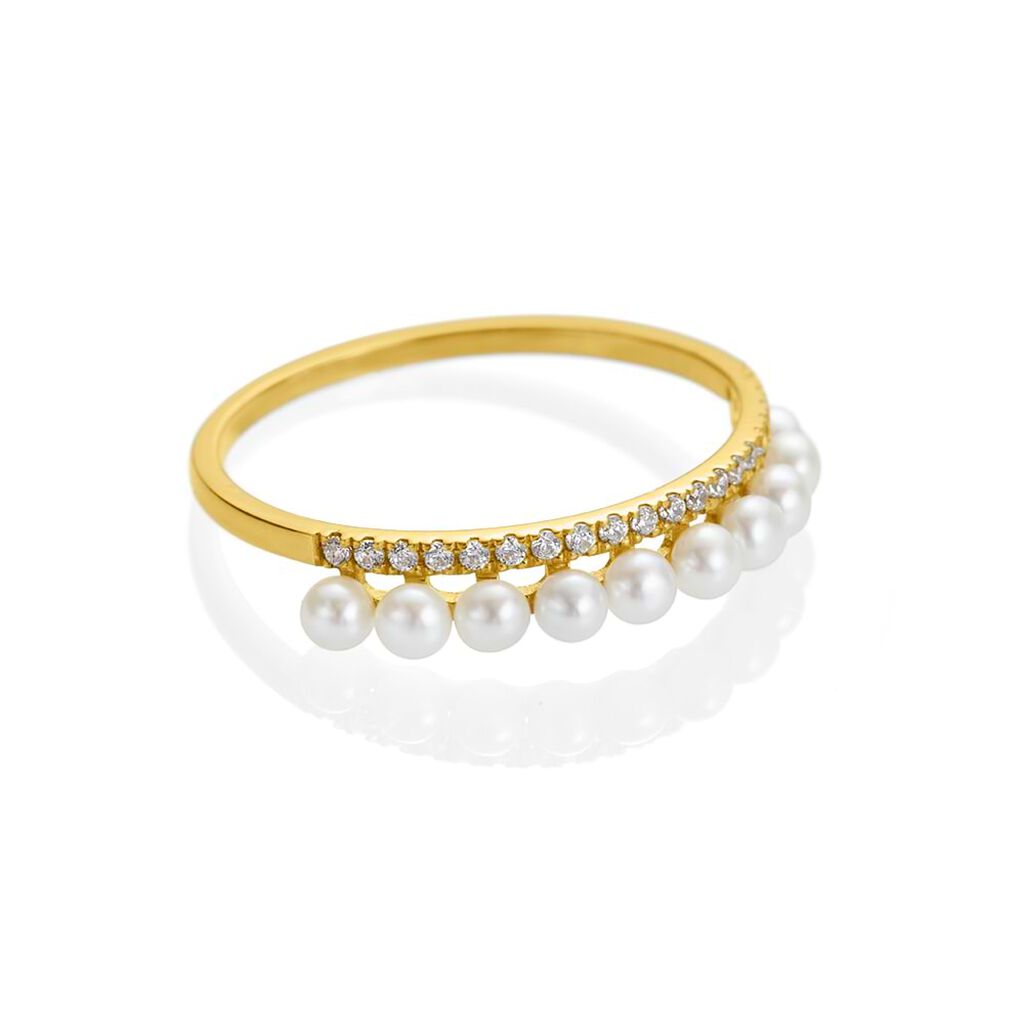 Anello Riviere Gabrielle Oro Giallo Perla D'Acqua Dolce Cubic Zirconia - Anelli Riviere Donna | Stroili
