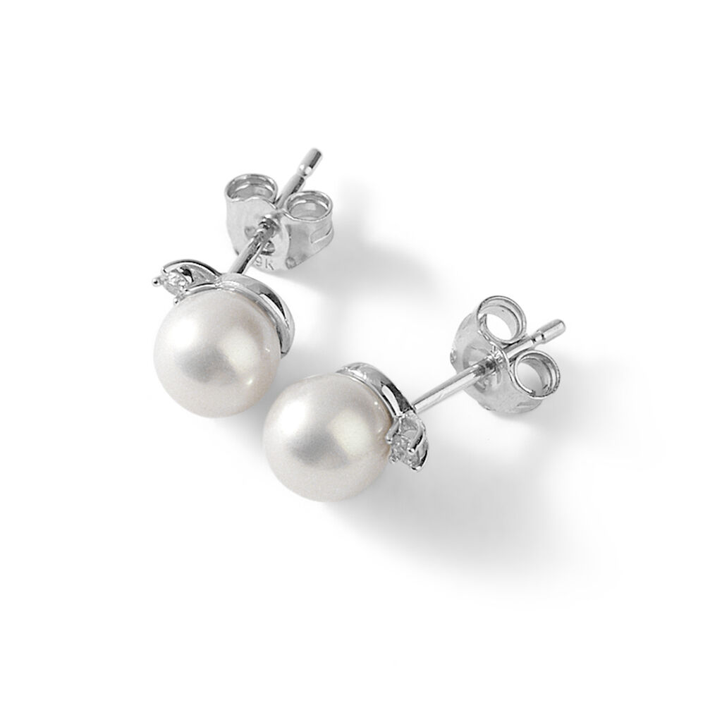 Orecchini Lobo Gabrielle Precious Oro Bianco Perla D'Acqua Dolce Diamante