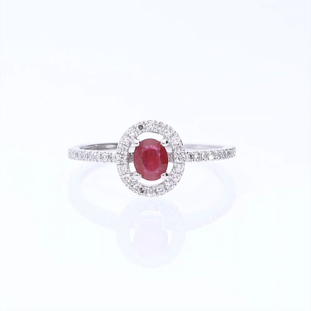 Anello Solitario Elizabeth Crown Oro Bianco Rubino Diamante - Anelli con Pietre Donna | Stroili