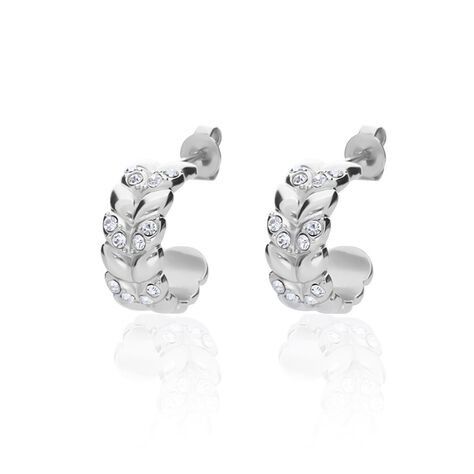 Orecchini a cerchio Lady Chic Acciaio Foglie e Cristalli - Orecchini a Cerchio Donna | Stroili