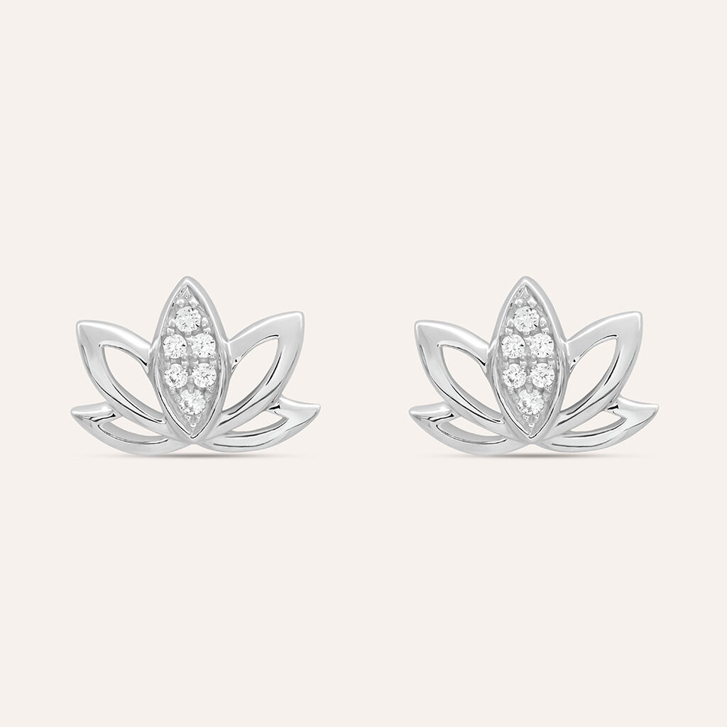 Orecchini Lobo Claire Oro Bianco Cubic Zirconia - Orecchini a Lobo Donna | Stroili