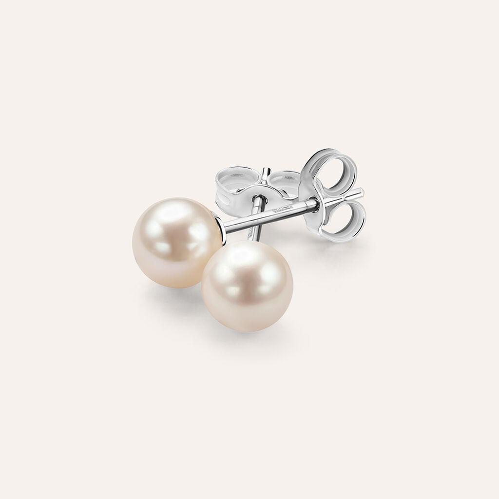 Orecchini Lobo Gabrielle Oro Bianco Perla D'Acqua Dolce - Orecchini a Lobo Donna | Stroili