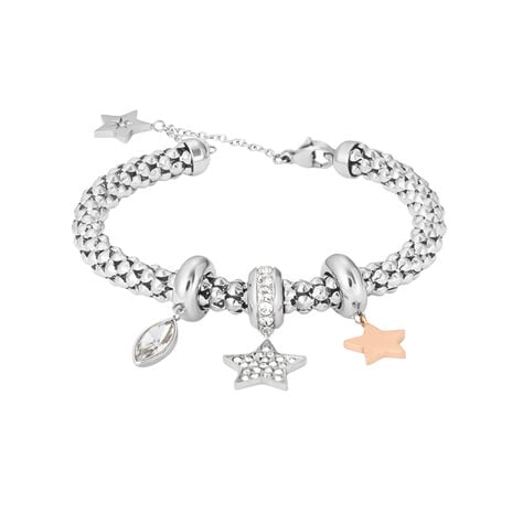 Bracciale Sunrise Acciaio Bicolore Bianco / Rosa Cristallo - Bracciali Donna | Stroili