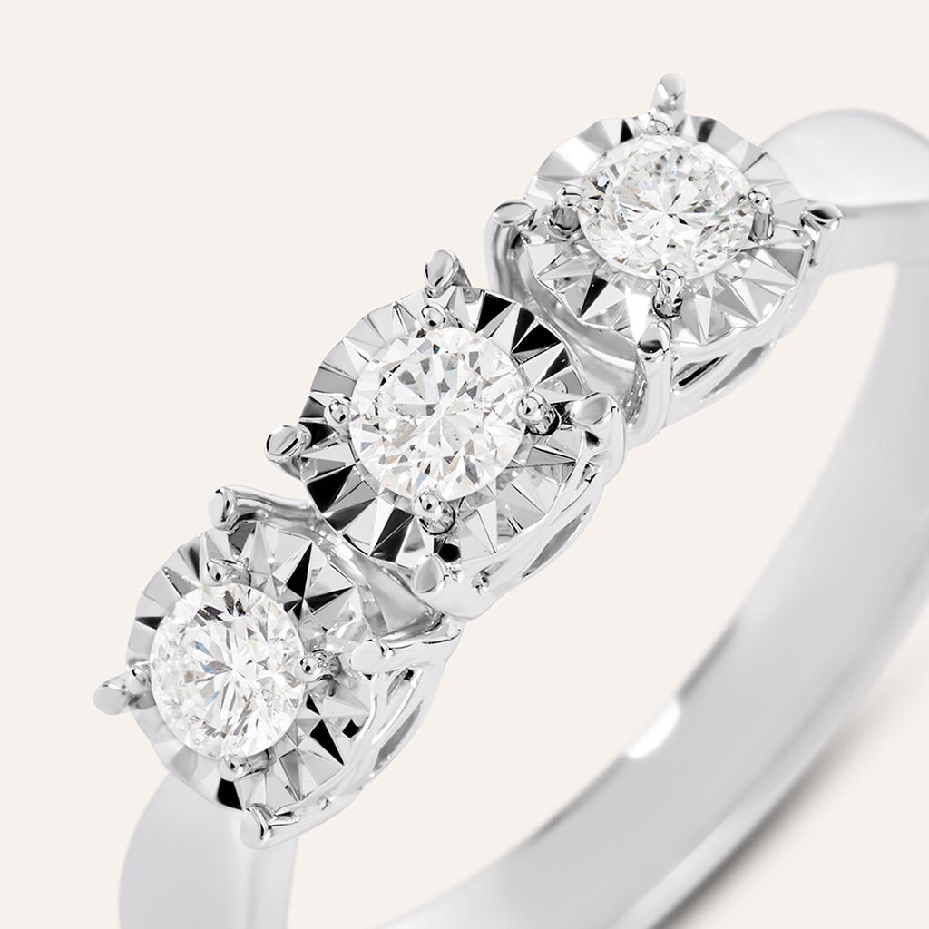 Anello Trilogy Diamotion Oro Bianco Diamante