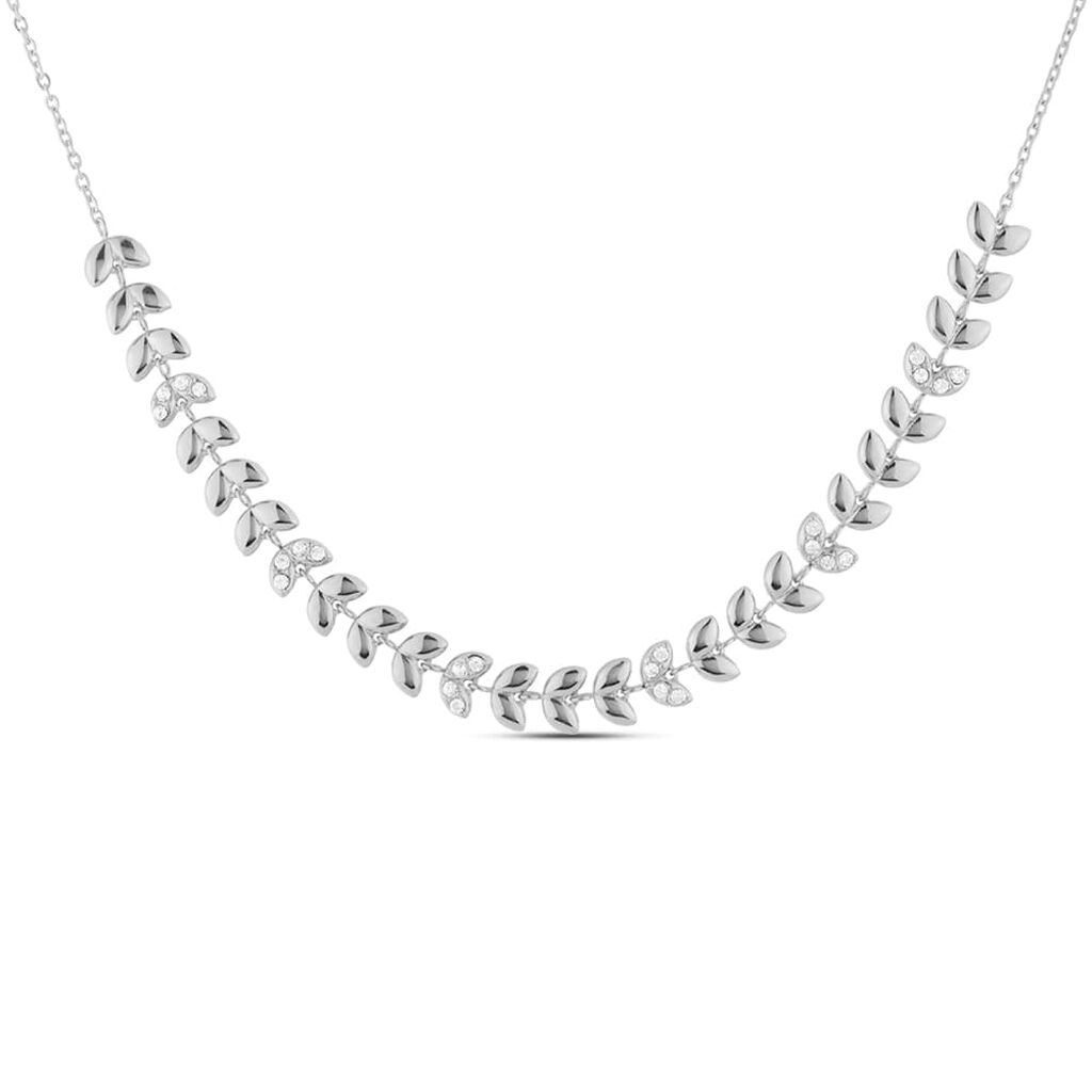 Collana Lady Chic Acciaio Foglie e Cristalli