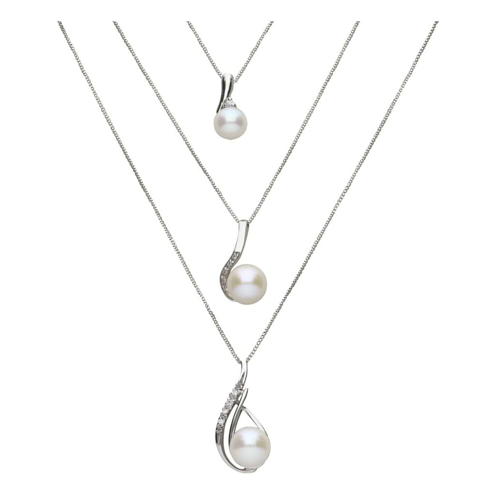 Collana Gold Pearls Oro Bianco Perla D'Acqua Dolce Diamante - Collane Donna | Stroili