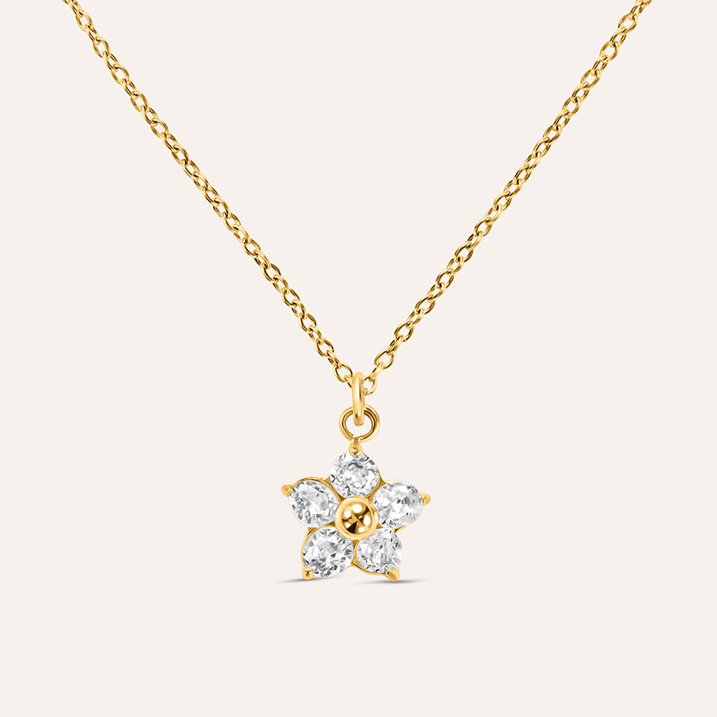 Collana Radiance Acciaio Dorato Cristallo