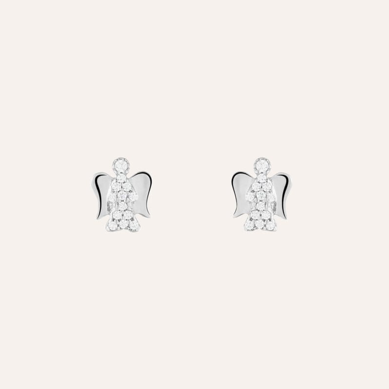 Orecchini Lobo Claire Oro Bianco Cubic Zirconia - Orecchini a Lobo Donna | Stroili