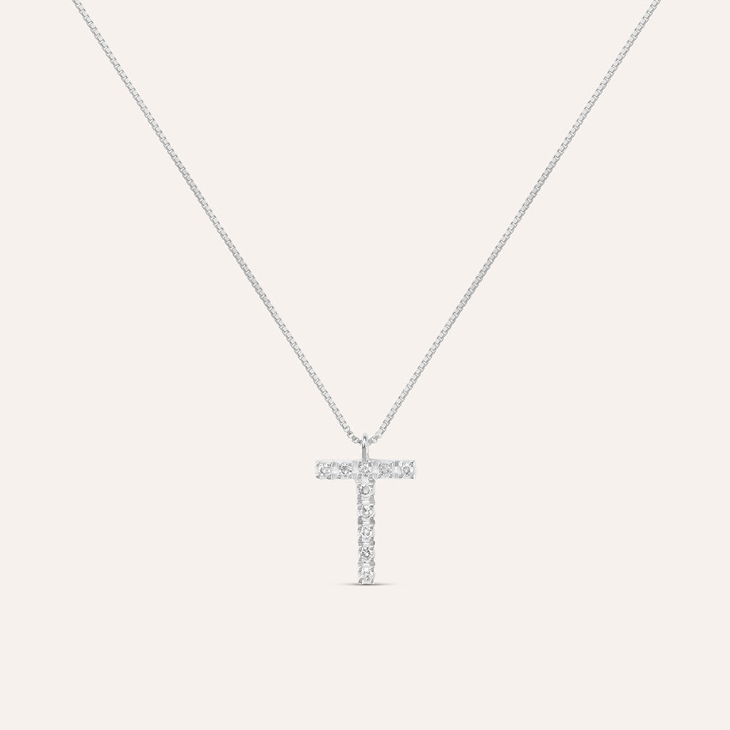 Collana Diamond Letters Oro Bianco Diamante