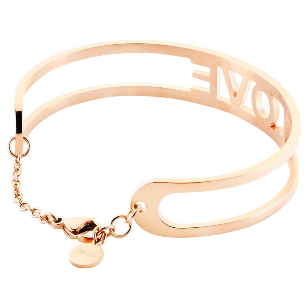 Bangle Lady Message Acciaio Rosa Cristallo - Bracciali Rigidi Donna | Stroili