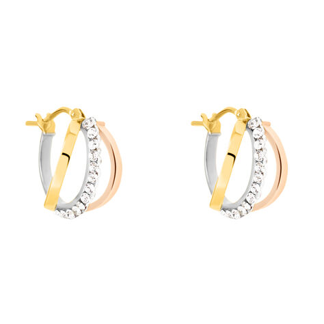 Orecchini A Cerchio Toujours Oro Tricolore Cristallo - Orecchini a Cerchio Donna | Stroili