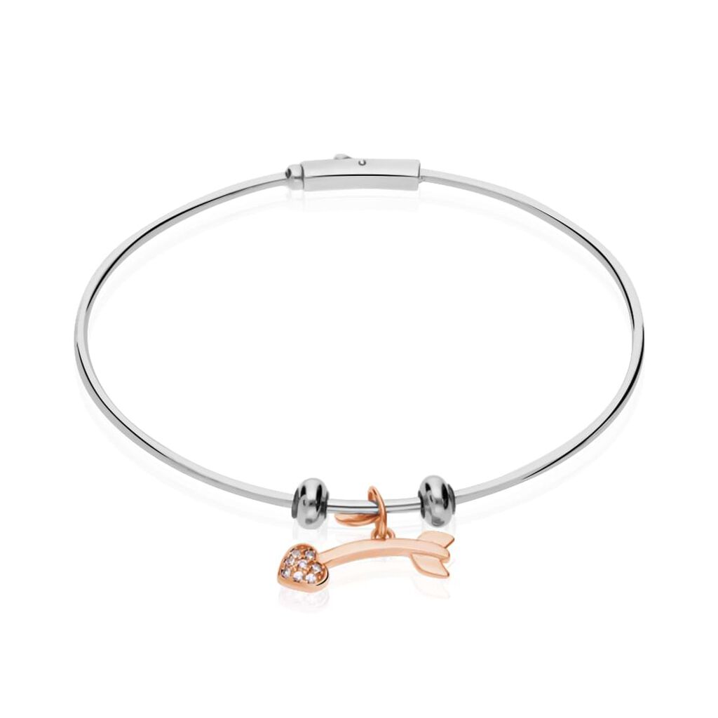 Charm freccia in argento rosato con zirconi