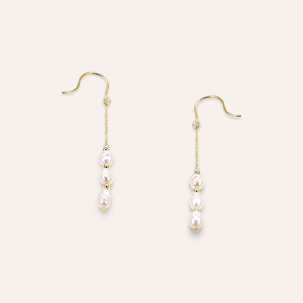 Orecchini Pendenti Gabrielle Oro Giallo Perla D'Acqua Dolce