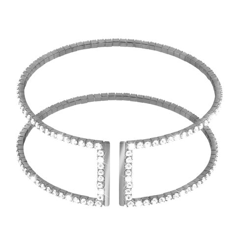 Bracciale bangle big in metallo rodiato e cristalli - Bracciali Donna | Stroili