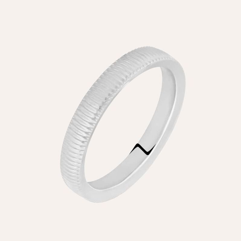 Fede Comoda Leggera Squadrata 3 mm Oro Bianco - Anelli con Incisione Unisex | Stroili