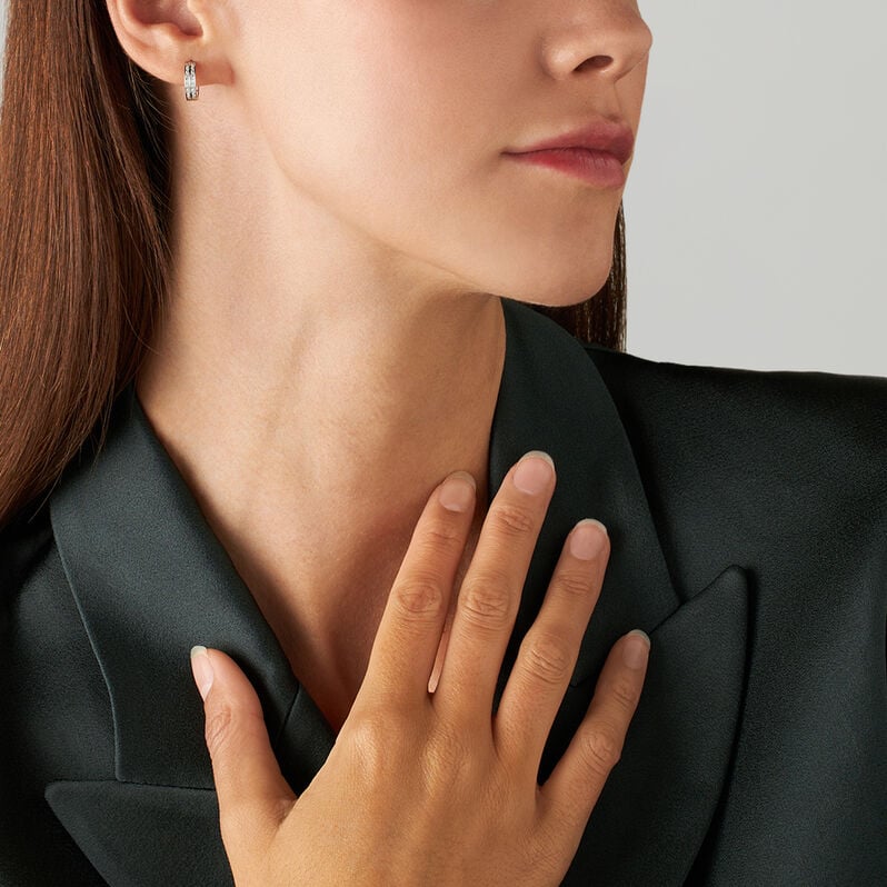 Orecchini A Cerchio Toujours Oro Bianco Cubic Zirconia - Orecchini a Cerchio Donna | Stroili