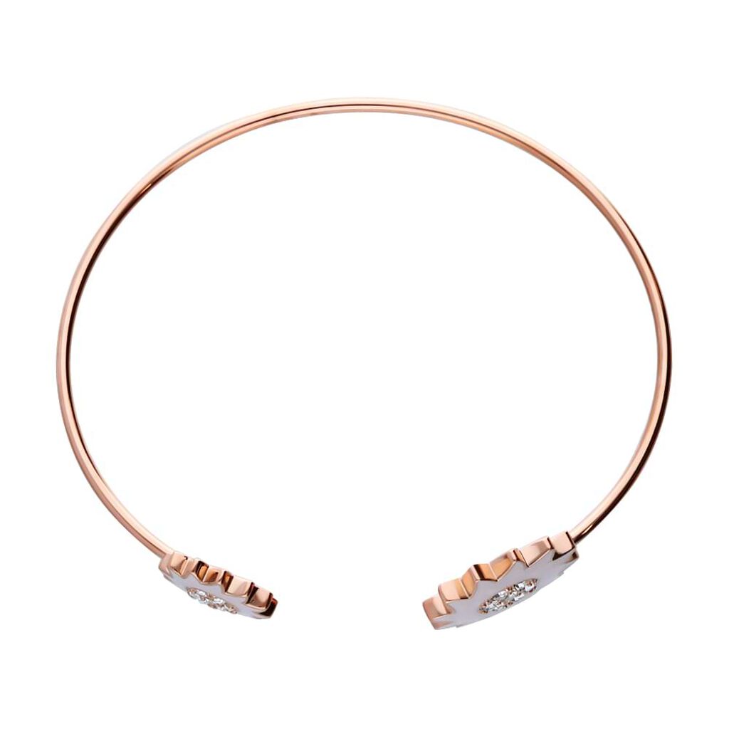 Bangle con fiori rosa in acciaio rosato e strass - Bracciali Donna | Stroili