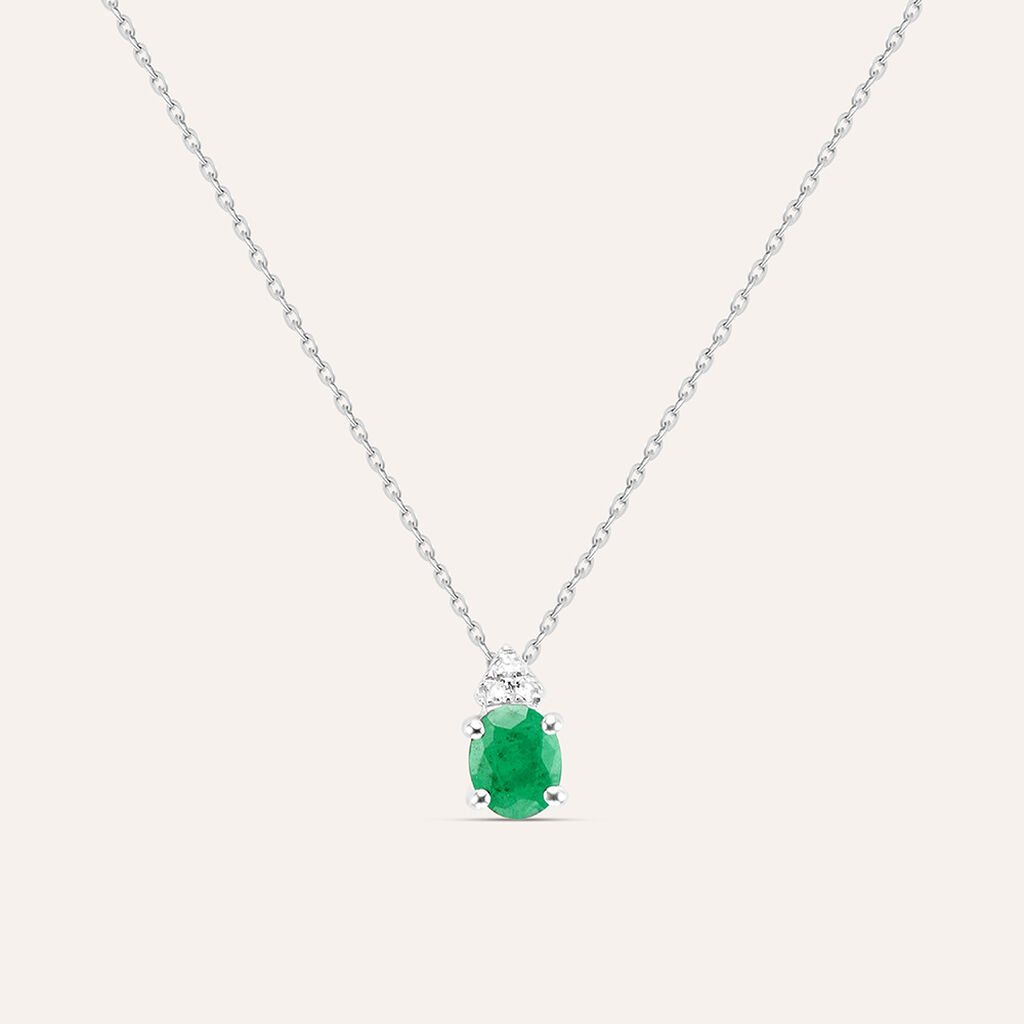 Collana Punto Luce Elizabeth Crown Oro Bianco Smeraldo Diamante - Collane Punto Luce Donna | Stroili