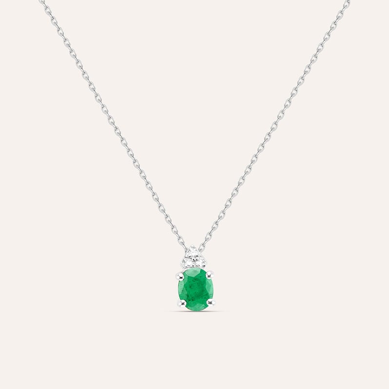 Collana Punto Luce Elizabeth Crown Oro Bianco Smeraldo Diamante - Collane Punto Luce Donna | Stroili